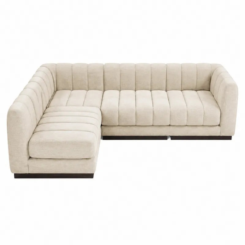 Sofa naro?na z tkaniny poliestrowej be?owa