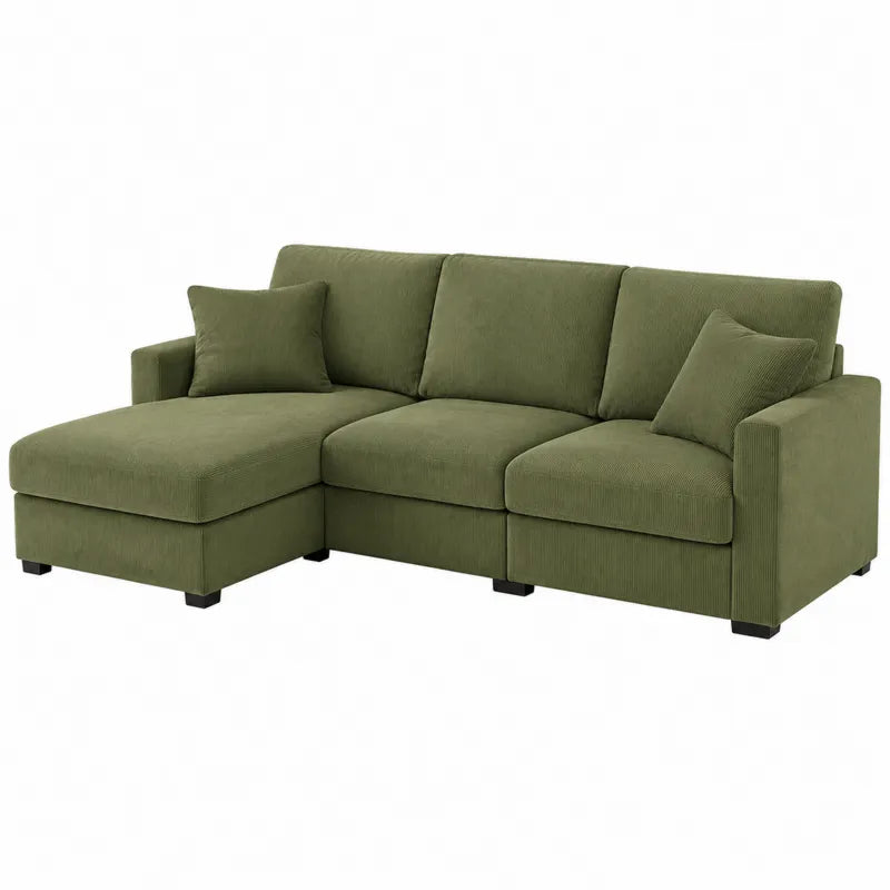 Sofa naro?na L-kszta?tna zielona sztruks 300