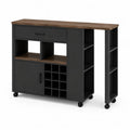 W¨®zek kuchenny z p¨®?k? na wino, czarny i drewno, 12
