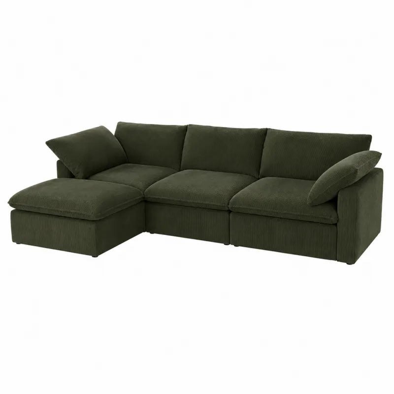 Naro?na sofa modu?owa z tkaniny sztruksowej cie
