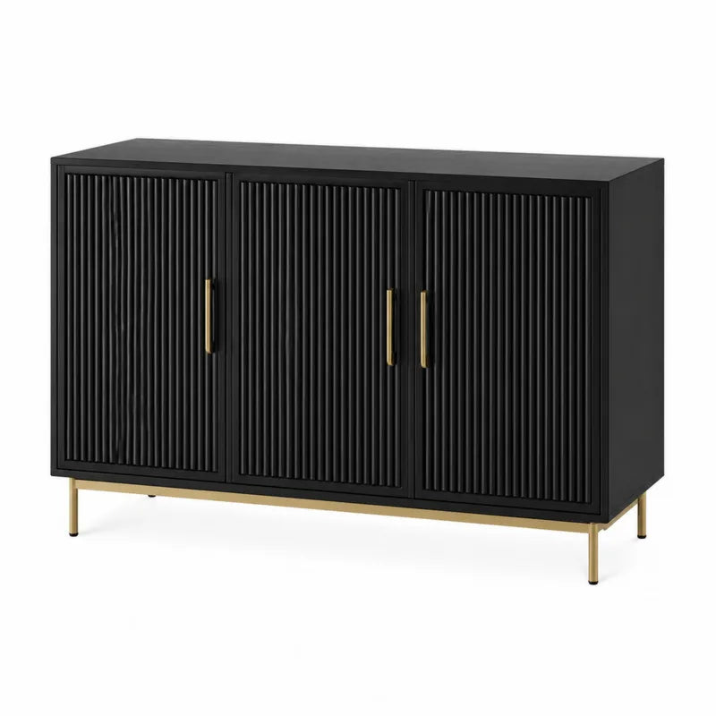Kredens czarny MDF z metalowy